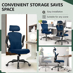 FelixKing Ergonomic Office Desk Chair with Headrest, Wheels, Adjustable Lumbar Support and Height, Swivel Comfy Task Chair with Flip-up Armrests, Ergo Mesh Backrest for Working (Navy)