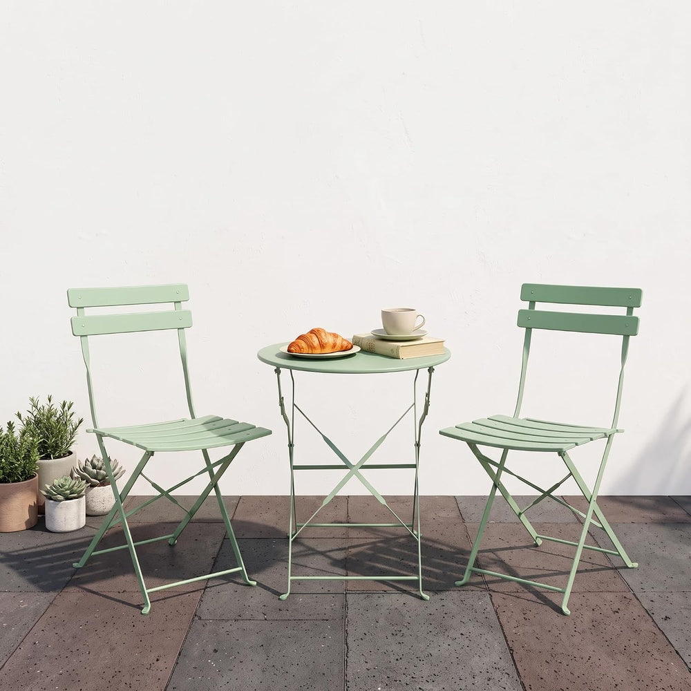 Bistro Table & Chairs Set of 2, Folding Outdoor Patio Furniture