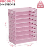 Marbrasse Paper Organizer Letter Tray, 9 Tier Mesh File Organizer with Handle, Paper Sorter Desk Organizer for Home Office Supplies - Pink