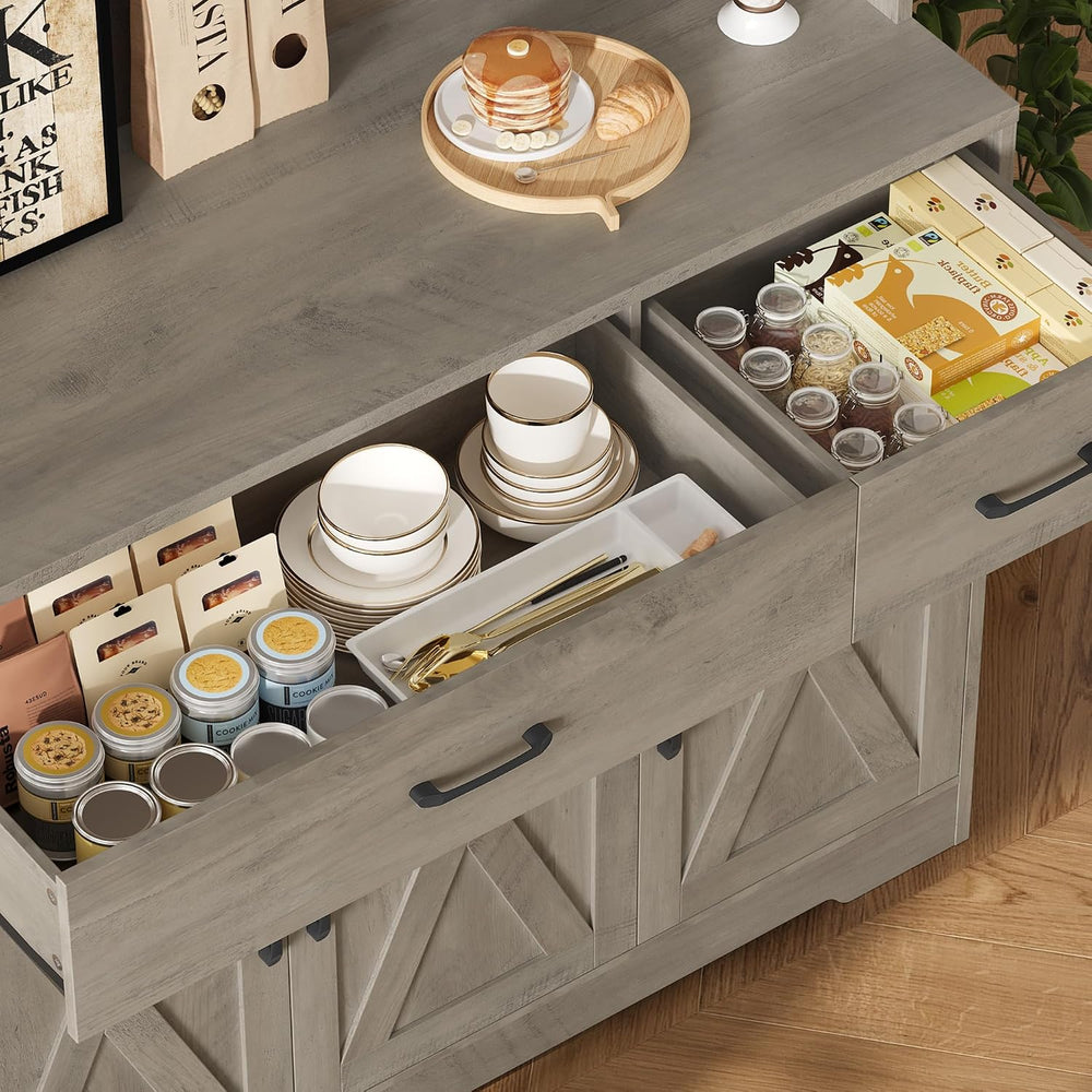 HOSTACK 71" H Kitchen Pantry Storage Cabinet, Farmhouse Hutch Cabinet, G...