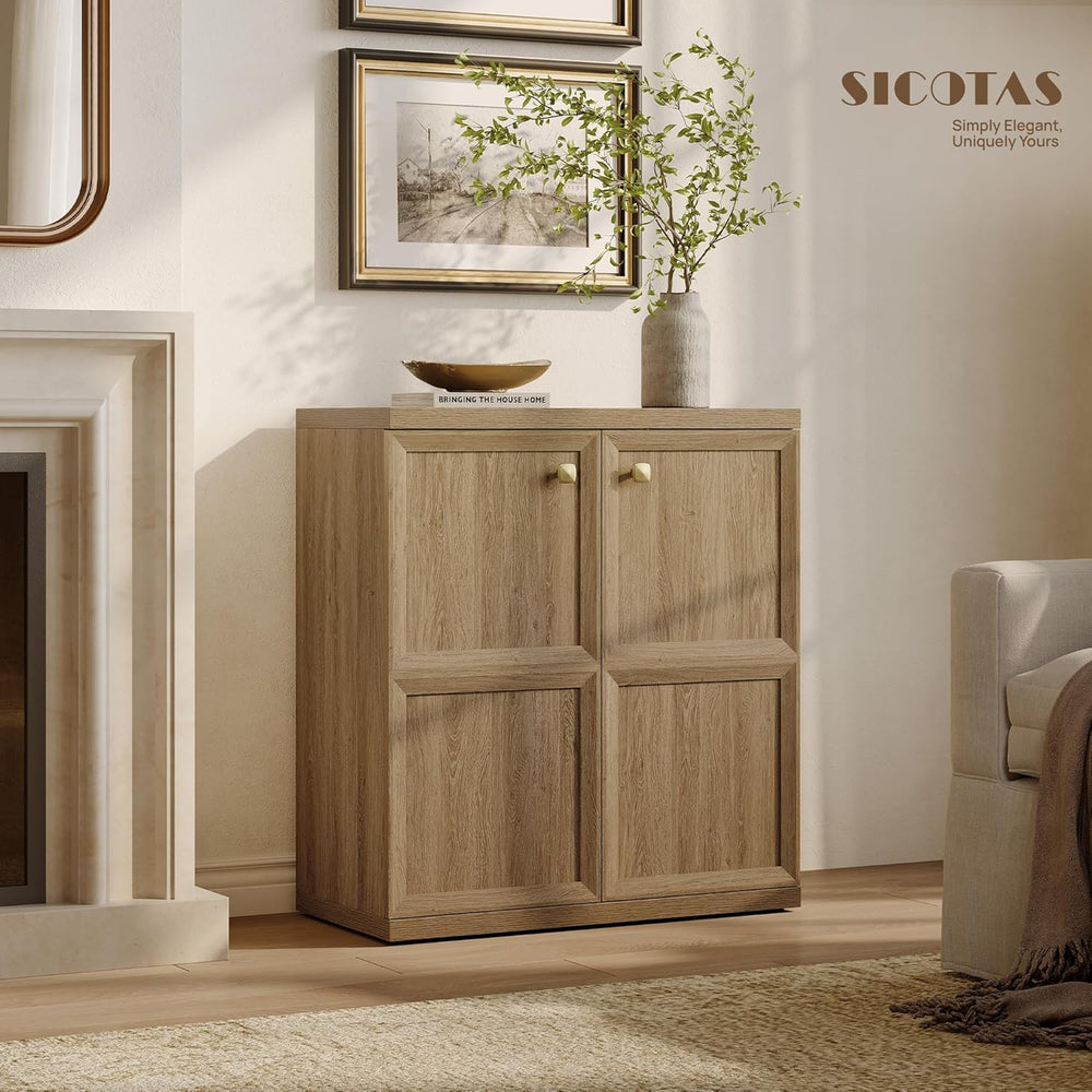 SICOTAS Buffet Cabinet with Storage, 34" Tall Modern Farmhouse Sideboard...