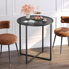 SAYGOER Small Round Dining Table for 2,Glass Circle Kitchen Dinner Table,26.7'' Multifuntional Modern Desk for Dining Room,Office,Kitchen,Apartment,Easy Assembly, All Black