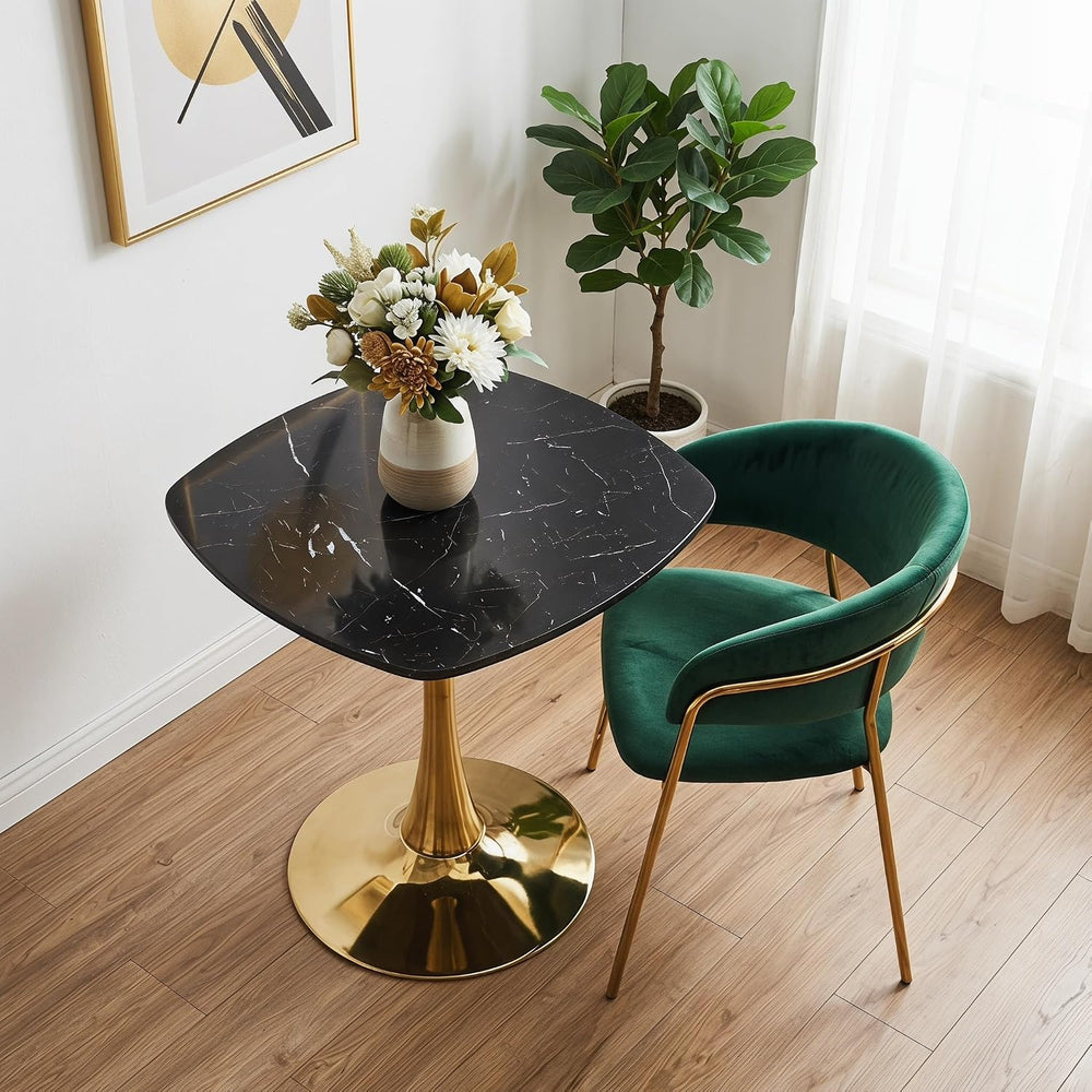 24 Inch Square Tulip Bistro Table for 2-4, Small Dining Table with Gold Metal...