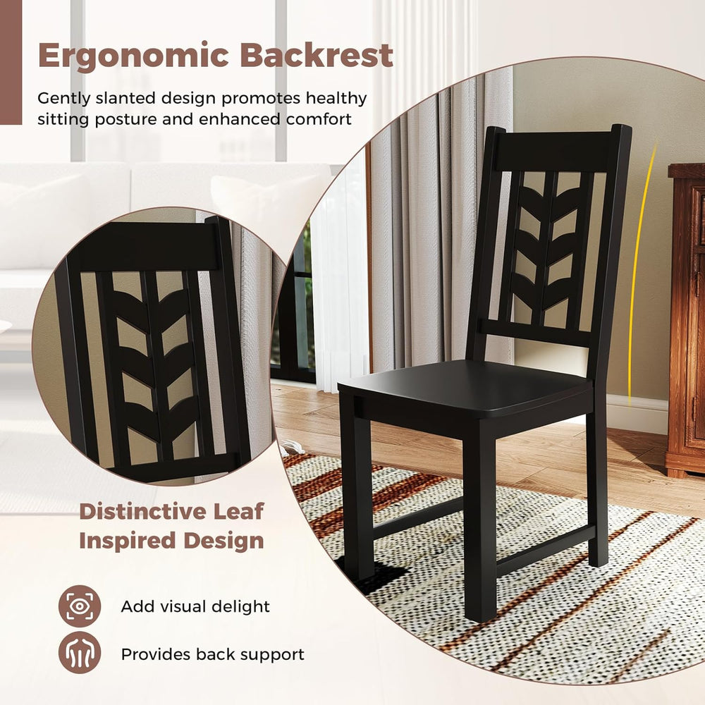 Giantex Wooden Dining Chairs Set of 2, Kitchen Chairs w/Rubber Wood Frame &am...