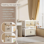 208 QT / 52 Gal Large Foldable Stackable Plastic Storage Cabinet with Double Magnetic Doors, Leather Handles & 4 Wheels - Organize Home, Office, Closet