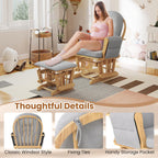 DORTALA Baby Glider Rocker with Ottoman, Multiposition Lockable Glider with Cleanable Upholstered, Smooth Rocking Motion, Nursery Glider & Ottoman Sets for Nursing Baby, Reading (Grey and Natural)