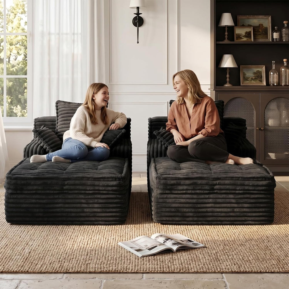 Chaise Lounge Couch Indoor, Small Corduroy Upholstered Sleeper Sofa Bed Readi...