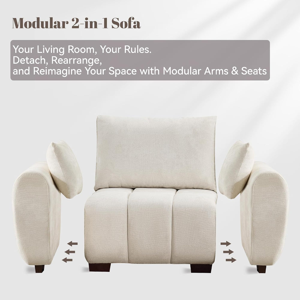 112" Mid Century Modern L Shaped Couch, 3 Seater Modular Sectional Sofa ...