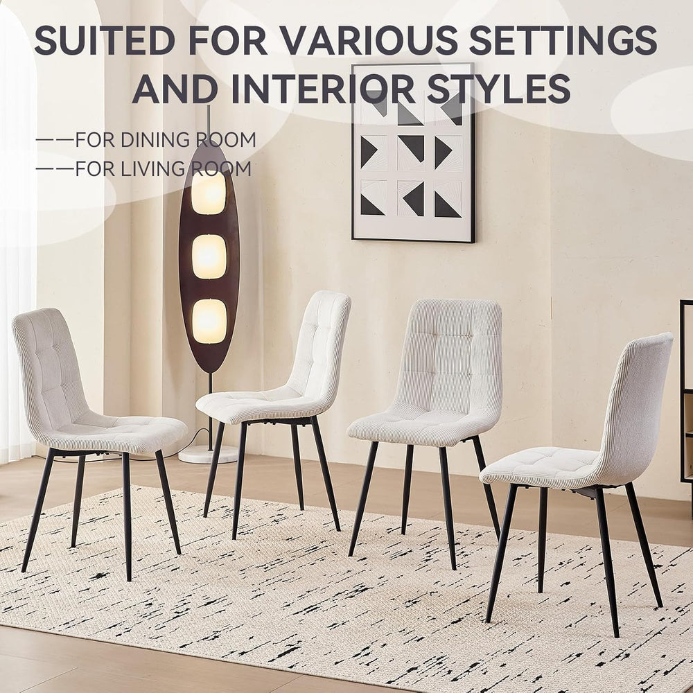 Corduroy Dining Chairs Set of 4, Modern Upholstered Fabric Kitchen Chairs wit...