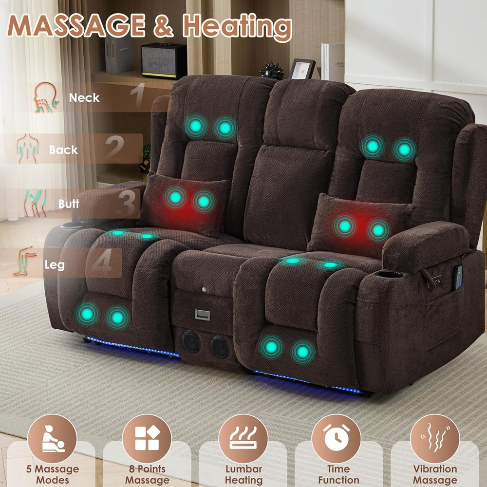 TUNYI Wall Hugger Loveseat Recliner Sofa with Console, Power Reclining Lovese...
