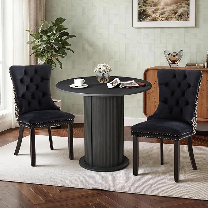 SoarFlash Kitchen Table and Chairs for 2, 31.5" Dining Table Set for 2 with Upholstered Chairs, 3 Piece Kitchen Table Set with Storage Shelf for Small Space, Apartment