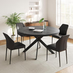 Zerifevni 45.3" Round Dining Table Set for 4, Wooden Round Dining Table with Chairs for 4-6 Person, w/Metal Legs, Coffee Table for Kitchen Dining Room, Living Room, Office