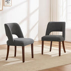 Dining Chairs Set of 2,Modern Dining Room Chairs with Thick Cushions,Upholstered Linen Fabric Kitchen Chairs for Kitchen Dining Room Darkgrey