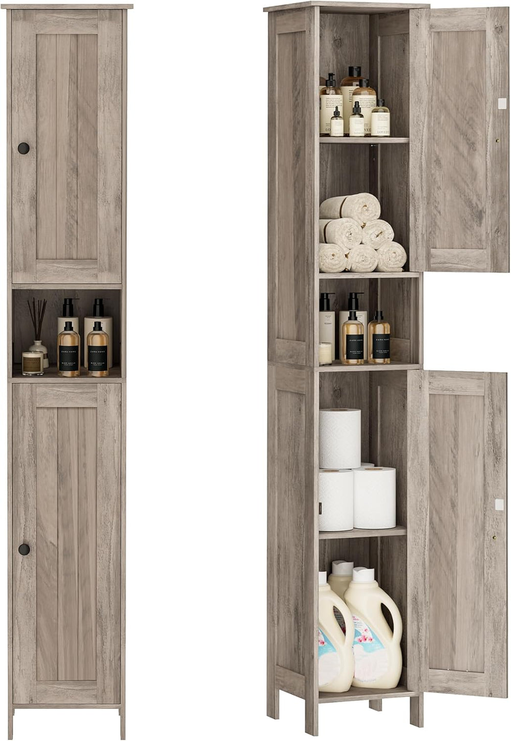 Homleke Tall Bathroom Storage Cabinet with 2 Doors, 67"H Narrow Storage ...