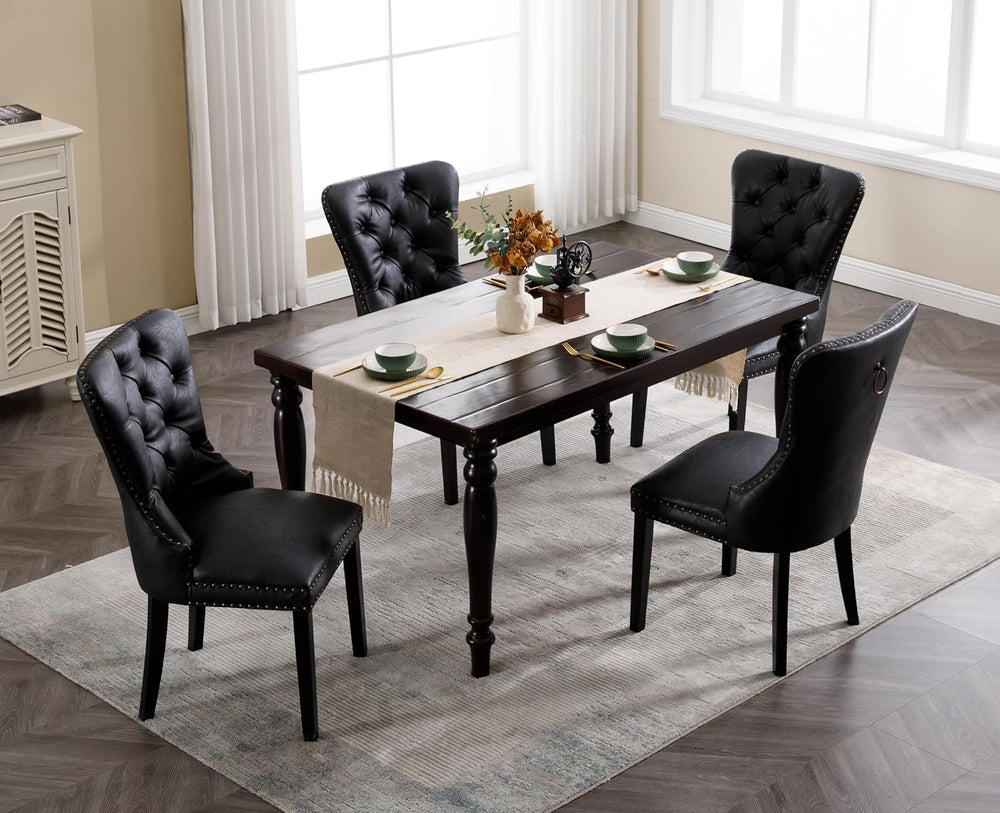 EALSON Modern Black Dining Chairs Set of 8 Mid Century Leather Dining Room Ch...