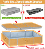 punemi Under Bed Storage Containers, 3 Pcs Large Blanket Clothes Storage Bag, Long Flat Firm Sides Underbed Organization And Storage w/ 3 Handles & Lid For Comforter Toy Closet, 31.1*15.7*6 inch Tall