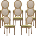 French Country Dining Chairs Set of 8, Olive Green Kitchen & Dining Room Chairs Set of 8, Rattan Dining Chairs, Cane Back, Wood Legs, Sillas De Comedor (Rattan, Olive Green, 8Pcs)
