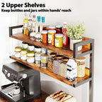 Mexin Bakers Rack with Power Outlets, 5-Tier Microwave Oven Stand with 2 Drawers, Kitchen Stand Coffee Bar Table with Storage, Heavy Duty Kitchen Shelves(Brown)
