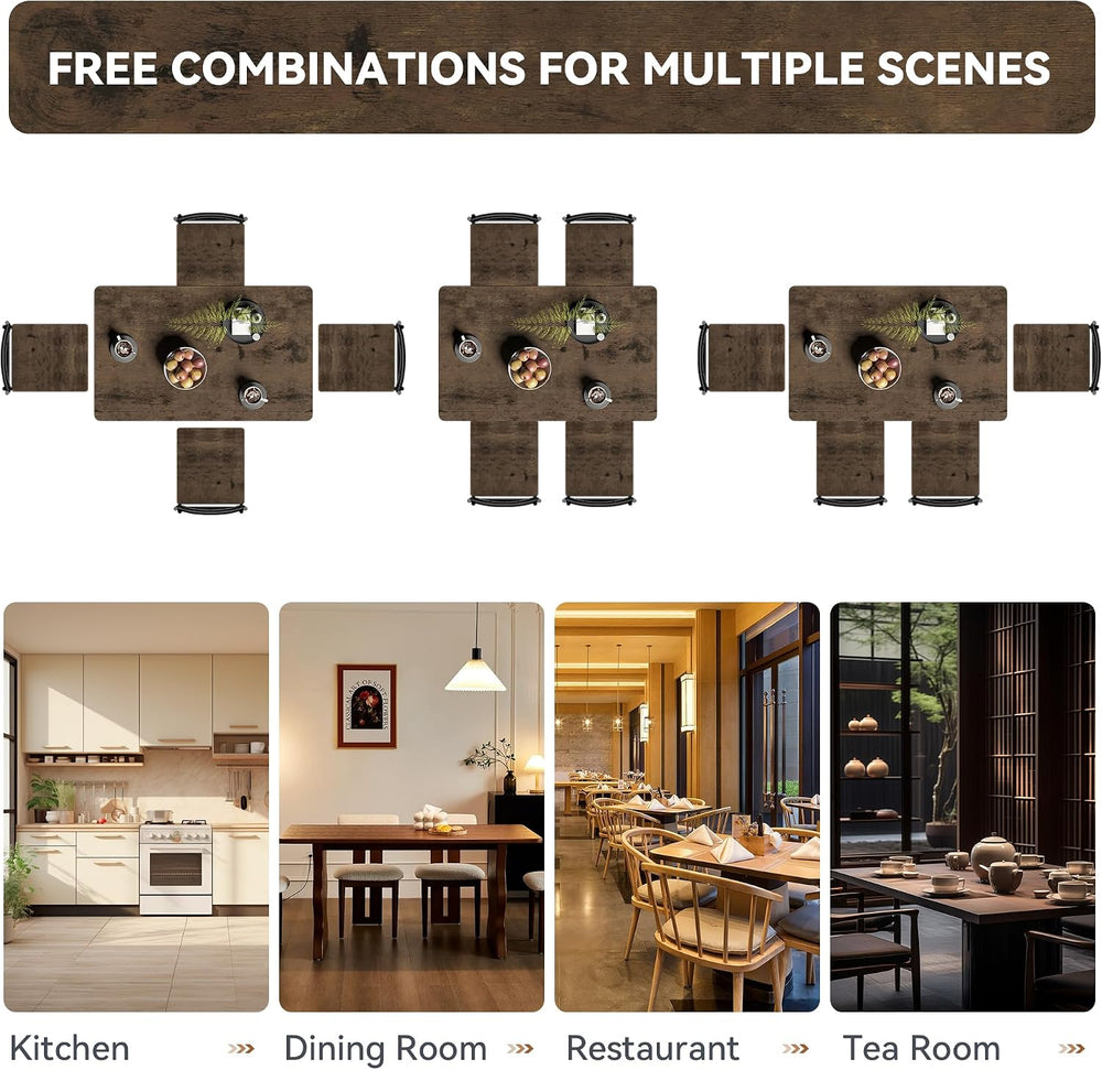Dining Table Set for 4, 5-Piece Kitchen Table and Chairs, Rectangular Dining ...