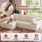 Homall 110" Boneless Sectional Couch, Modular Sectional Sofa L-Shape Couch with Deep Seat, Cloud Comfy Boneless Couch for Living Room, No Assembly Required (Corduroy, Beige)
