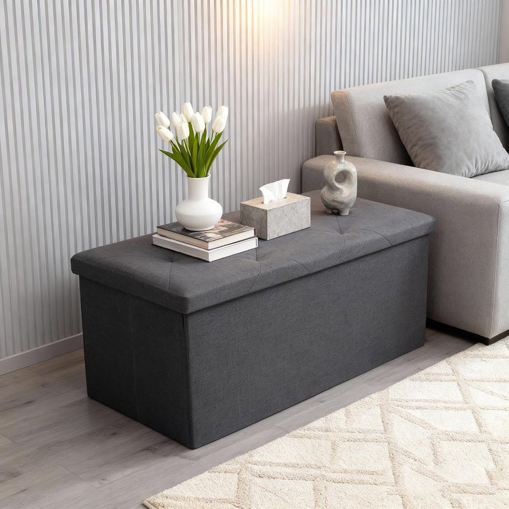 30 Inches Ottoman with Storage, Folding Ottoman Bench Set, Storage Bench for ...