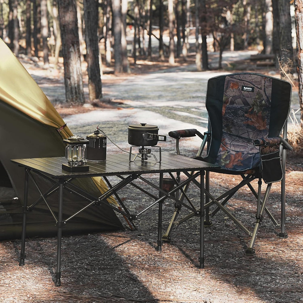 Byliable Folding Camping Table, Portable Aluminum Adjustable Height, Black | ...