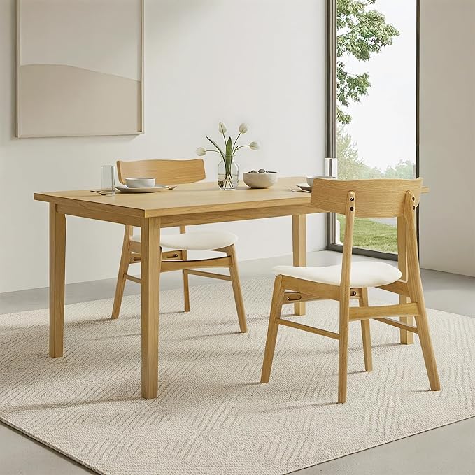 Wooden Dining Chairs Set of 6, Upholstered Modern Dining Room Chairs, Mid Cen...