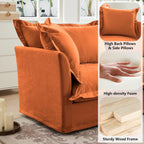 Aoowow Oversized Modular Sectional Sofa Chair Set of 2, 49” Chenille Fabric Single Armchair Comfy Deep Seat Couch Sofa with Big Toss Pillows for Living Room Apartment Office(Orange-Chenille)