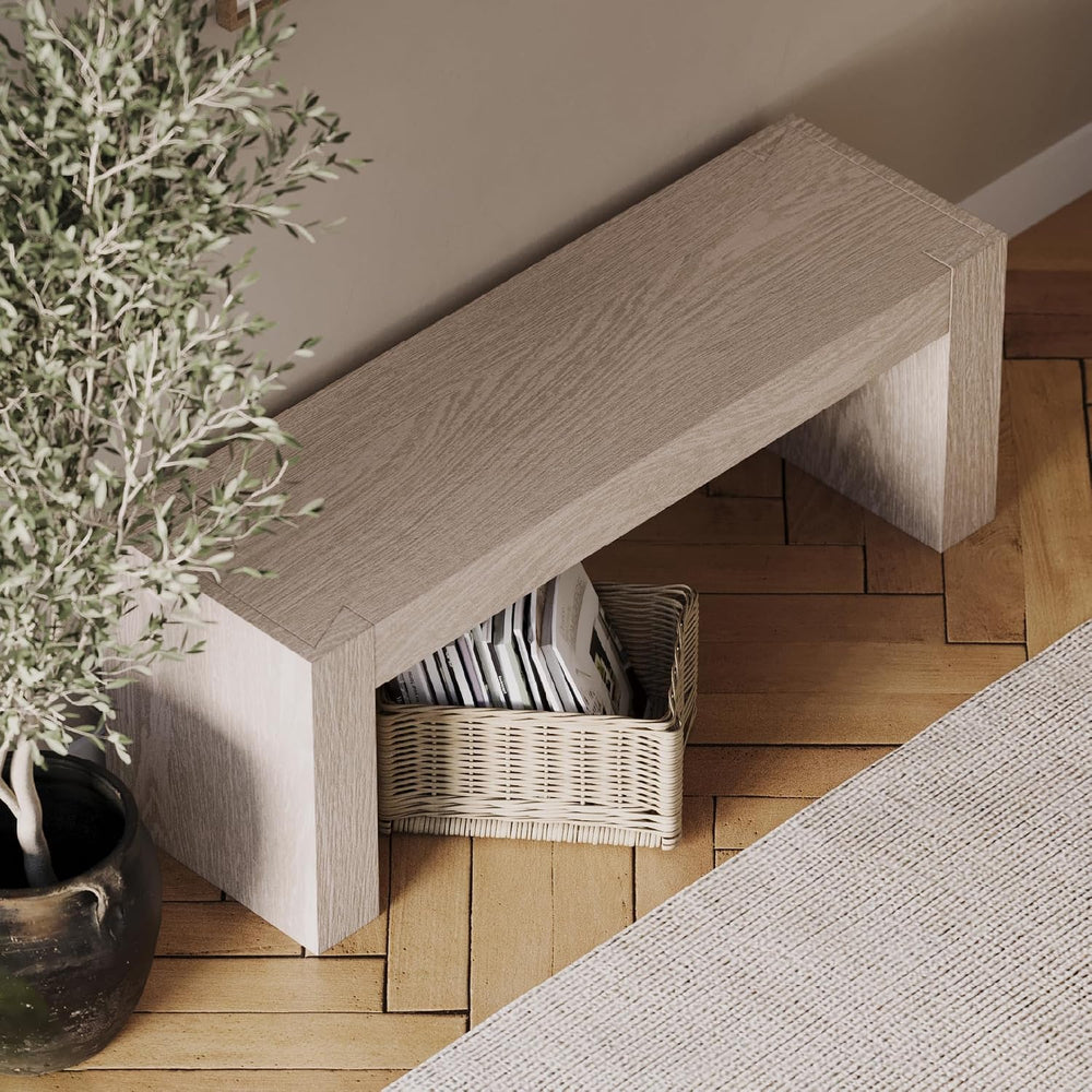 Maven Lane Zeno Bench, Grey Solid Wood | Handcrafted Solid Wood Bench, Ideal ...