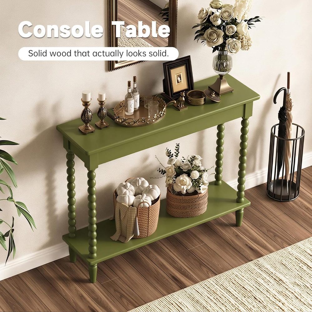 Hallway Table, 45'' Vintage Entryway Table with Open Shelf, Green | 1...