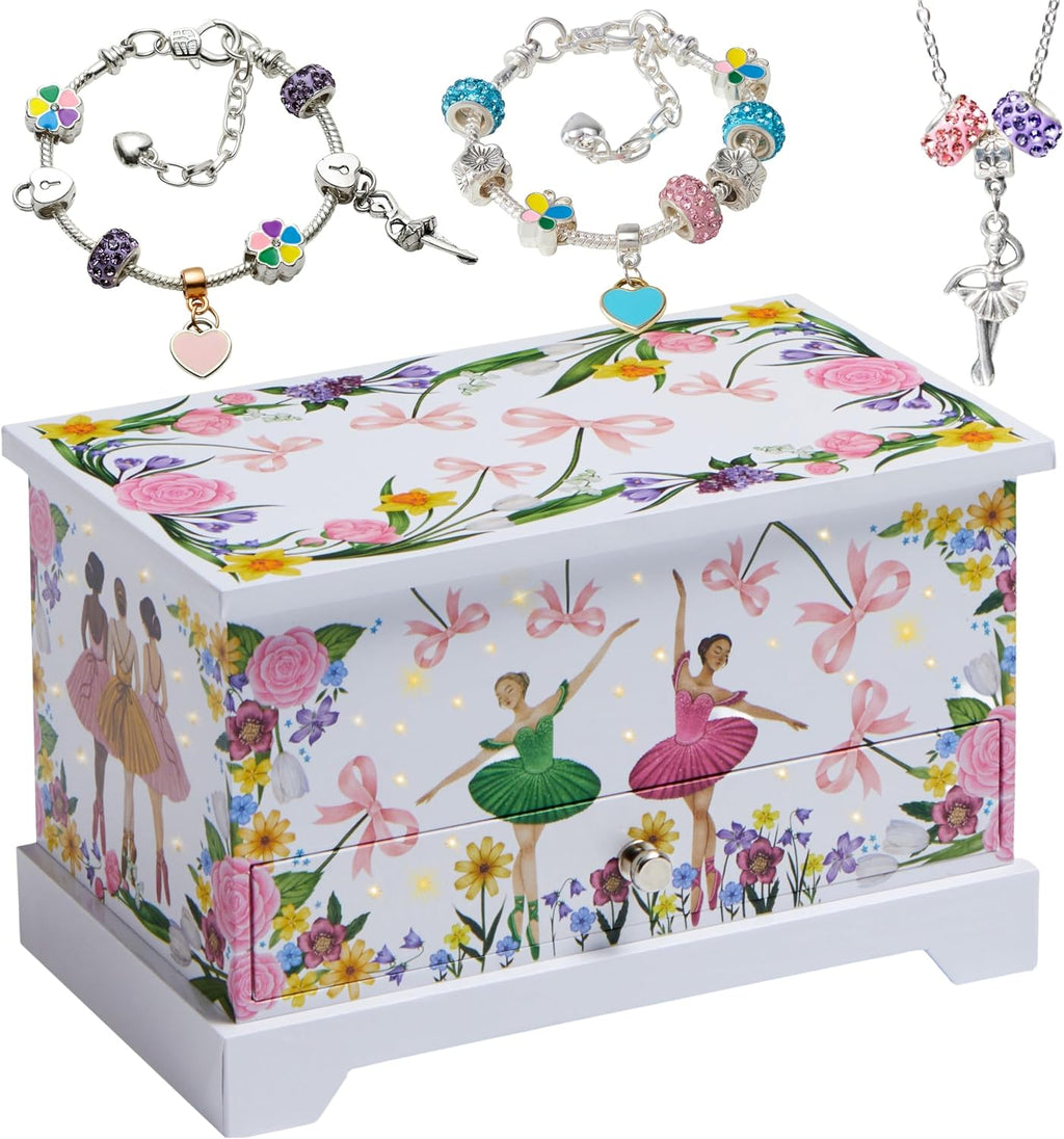 Kids Jewelry Box for Girls, Musical Jewelry Box, Kids Music Boxes - Plays Swan Lake - Perfect Dance Recital & Birthday Gifts for Girls 4-6 and 6-12