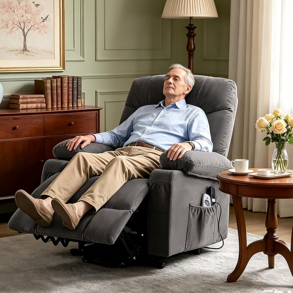 Power Lift Recliner Chair for Elderly,8-Point Vibration Massage & Heat,El...