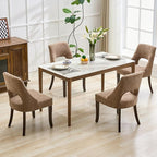 UVV Wooden Dining Chairs Set of 2, Mid Century Modern Upholstered Dining Room Chair Kitchen Chairs, Chenille Dinner Chair with Solid Wood Legs for Kitchen Dining Room, Khaki