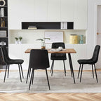 NORDICANA Black Dining Chairs Set of 4, Modern Kitchen & Dining Room Chairs for 4, Upholstered Velvet Cushion Seat and Metal Legs (4 Black Chairs)