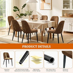 Upholstered Dining Chairs Set of 4, Chenille Mid Century Modern Fabric Dining Room Chair High-Back Padded Kitchen Chairs with Padded Seat and Metal Legs for Kitchen Dining Room Restaurant Cafe, Brown