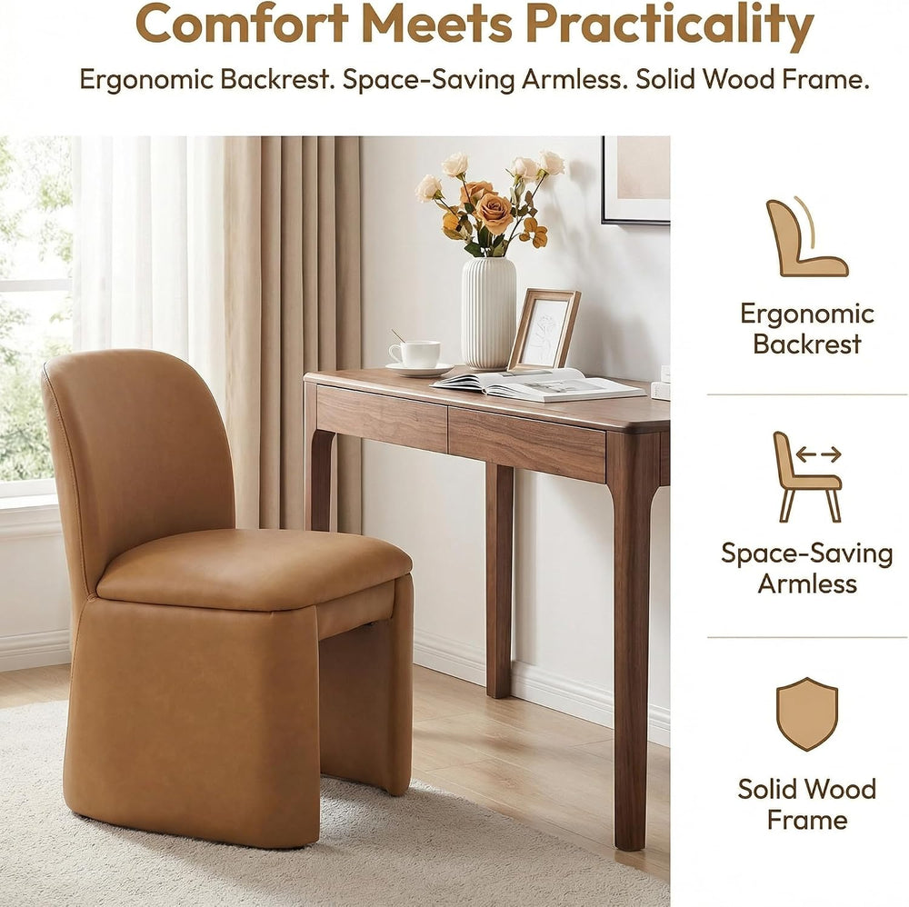 Hyfirm Modern Upholstered Dining Chairs Set of 4, Faux Leather Accent Side Di...