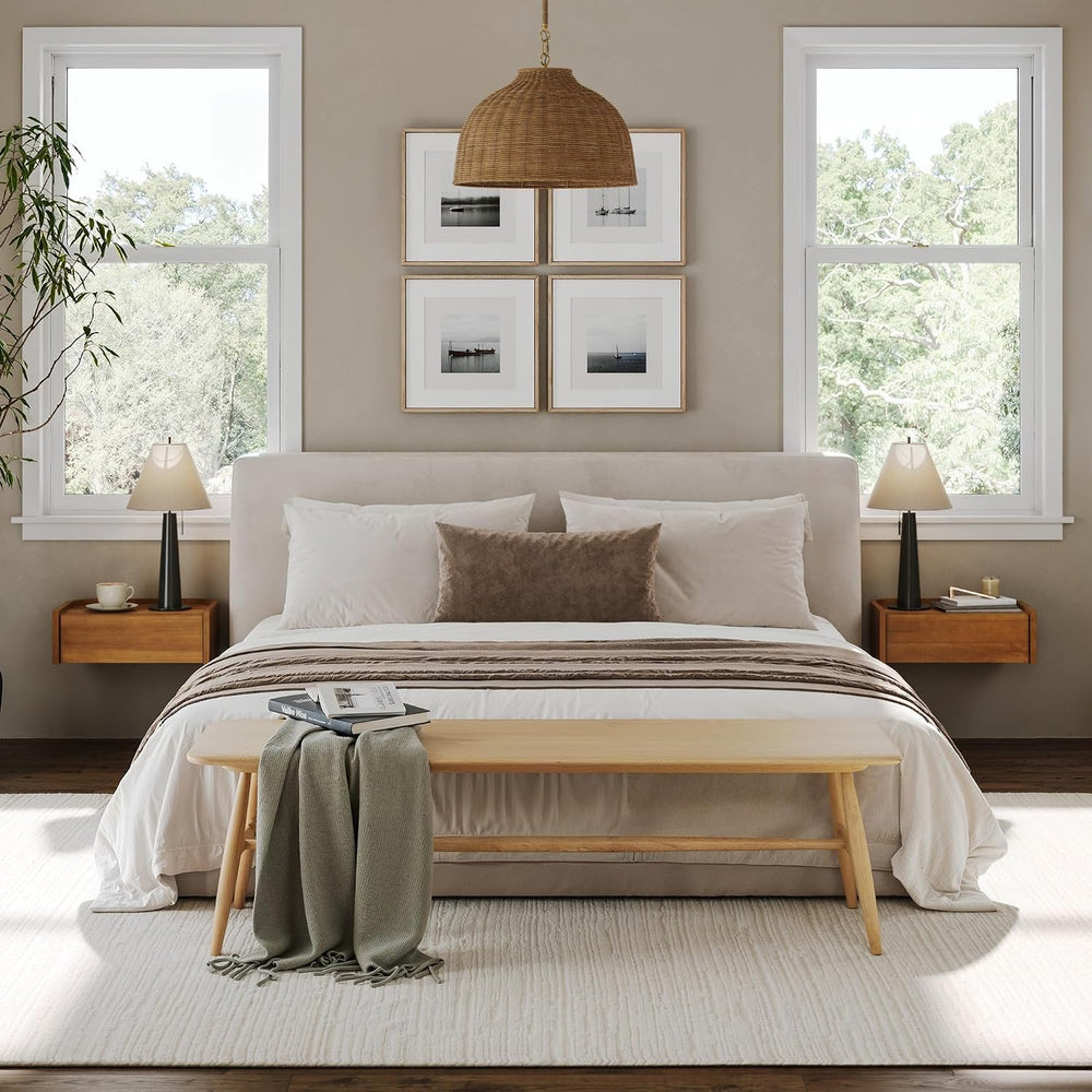 Nathan James Tyla Wall Mounted Bedside Table, Floating 1-Drawer Nightstand wi...