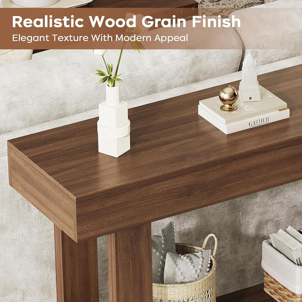 Console Table for Entryway, 47.2" Narrow Farmhouse Sofa Table Walnut | T...