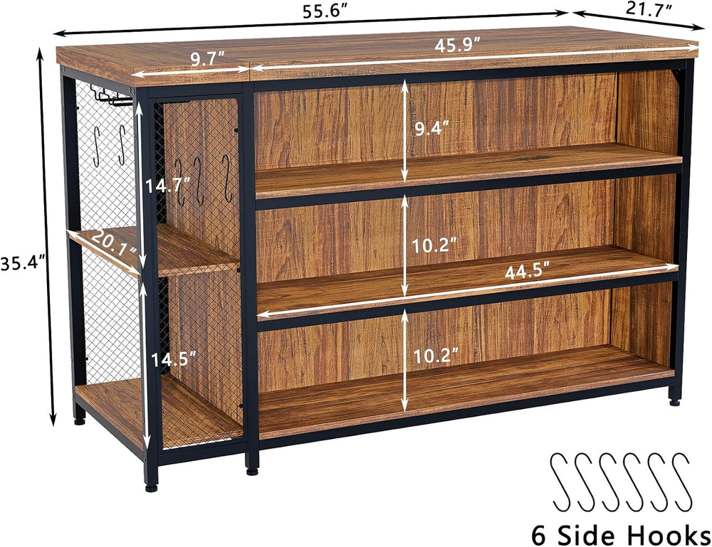 55" Kitchen Island with Seating & Storage, Farmhouse Island Table wi...