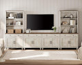 WAMPAT Entertainment Center with Bookshelves for TVs up to 75", Farmhouse Wall Unit TV Stand with 8 Doors & 4 Drawer, Media Console Table for Living Room, Bedroom & Home Theater, Rustic White