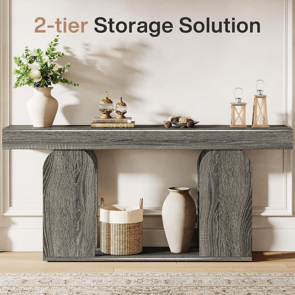 Tribesigns 70.9-Inch Extra Long Sofa Table, Farmhouse Console Tables with Woo...