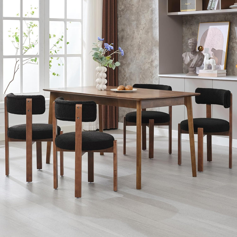 Okeysen Modern Dining Chairs Set of 4, Round Upholstered Armless Kitchen Chai...