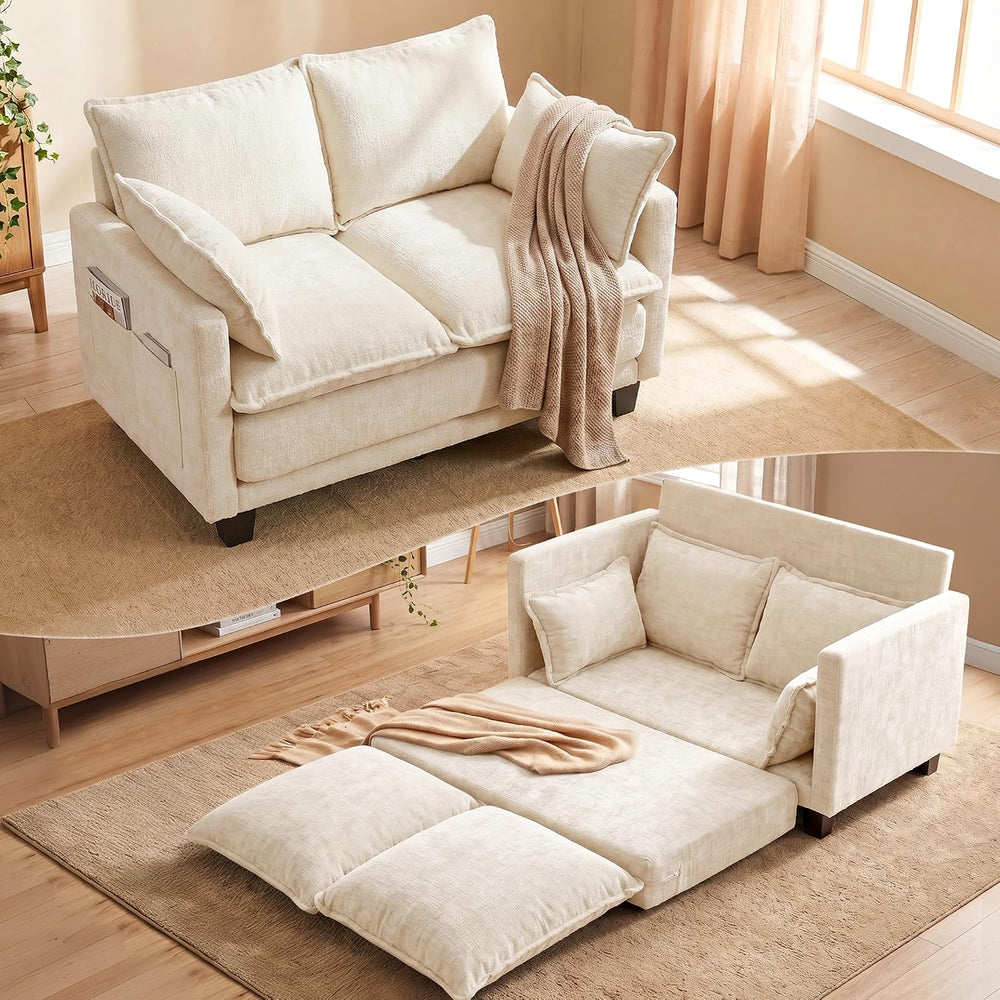 49" Loveseat Sofa Bed, 2 in 1 Convertible Sofa Bed Small Pull Out Couch ...
