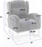 Khaki Teddy Fabric Rocking Chair with Solid Wood Legs