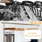 4 Pack Belt Hanger for Closet, Wooden Tie Rack Hangers for Men with 8 Hooks, Space Saving Belt Organizer, Closet Storage for Ties, Belts, Bras, Scarves, Tank Tops