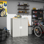 Amopatio Outdoor Storage Cabinet with 2 Shelves, Resin Storage Cabinet Waterproof Plastic Storage Shed - Outdoor Patio Tools, 19.7" D x 29.5" W x35.4 H, Gray