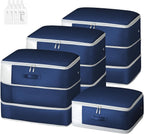 Comforter Storage Bag - Large Capacity Blanket Storage Bags 3-Layer Ultra Space Saving Self Compression Organizer, Washable Compression Bags for Storage Comforter Blanket, 4-Pack, Navy Blue