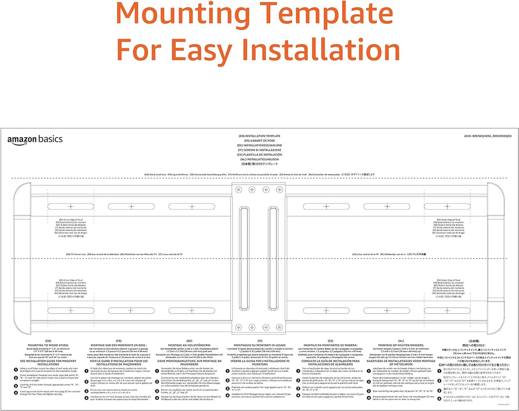 Amazon Basics Tilting TV Wall Mount with Horizontal Post Installation Leveling for 37" to 86" TVs, Wood Studs Compatible, Black