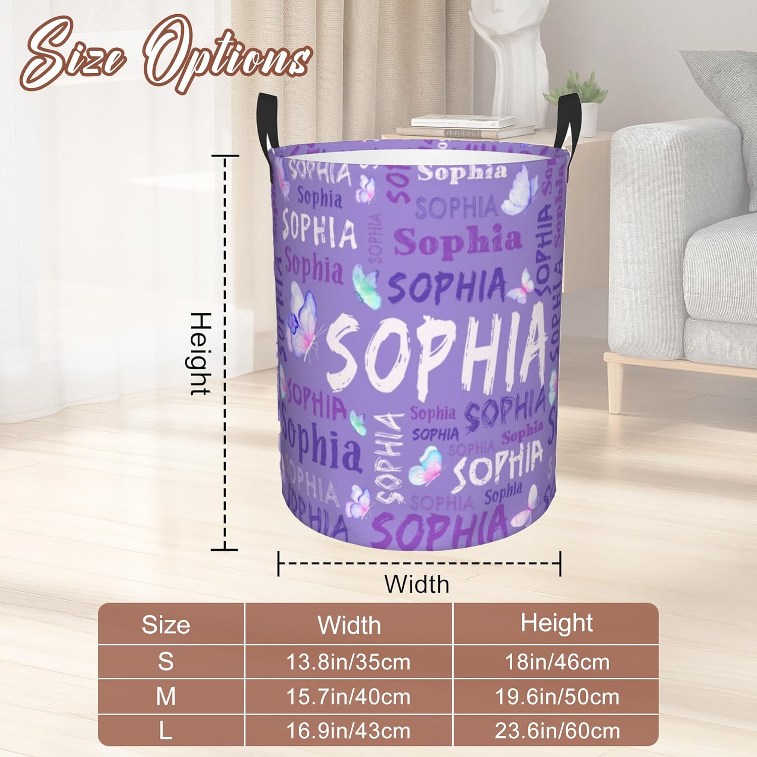 Custom Name Laundry Hamper, Personalized Laundry Basket with Name for Boys Girls Kids Men Women, Customized Name Dirty Clothes Basket Gifts for Clothes Toy Bathroom Bedroom Laundry Room Dorm