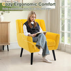 NicBex Modern Accent Chair for Living Room Upholstered Foam Filled Living Room Chairs with Metal Legs Velvet Cozy Lounge Armchair for Living Room Bedroom,Yellow